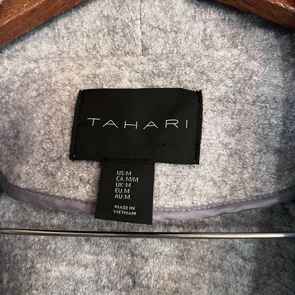Tahari Jacket Womens Medium Gray Open Front Coat Boiled Wool Blend - Picture 4 of 5